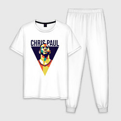 Пижама хлопковая мужская Крис Пол, цвет: белый