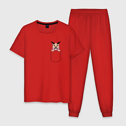 Пижама хлопковая мужская Шлёпа в кармане, цвет: красный