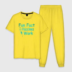 Пижама хлопковая мужская Вакцины работают, цвет: желтый
