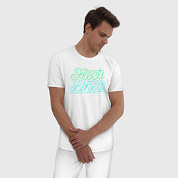 Пижама хлопковая мужская Гнущиеся Линии, цвет: белый — фото 2