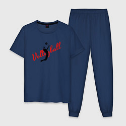 Пижама хлопковая мужская Volleyball Game, цвет: тёмно-синий