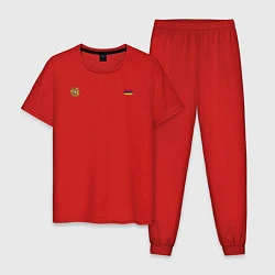 Пижама хлопковая мужская Армения Символика, цвет: красный