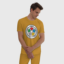 Пижама хлопковая мужская Judo Federation, цвет: горчичный — фото 2