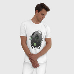 Пижама хлопковая мужская Болотное чудовище, цвет: белый — фото 2