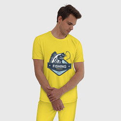 Пижама хлопковая мужская Рыболову, цвет: желтый — фото 2