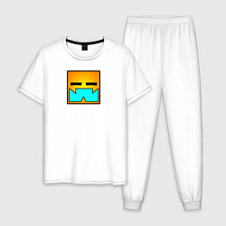Пижама хлопковая мужская Geometry Dash: Square, цвет: белый