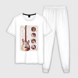 Пижама хлопковая мужская Рок Гитара, цвет: белый