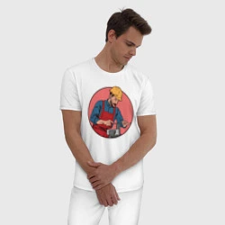 Пижама хлопковая мужская Строитель, цвет: белый — фото 2