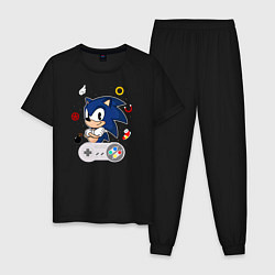 Пижама хлопковая мужская Соник с джостиком, цвет: черный