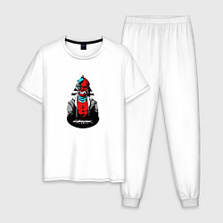 Пижама хлопковая мужская Samurai Cyberpunk 2077, цвет: белый