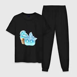Пижама хлопковая мужская Мороженко-слайм, цвет: черный