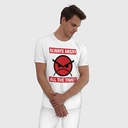 Пижама хлопковая мужская Angry marines, цвет: белый — фото 2