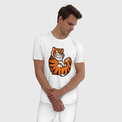 Пижама хлопковая мужская Сила Тигра, цвет: белый — фото 2