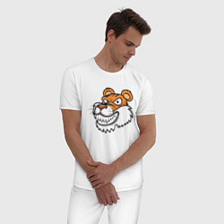 Пижама хлопковая мужская Хитрый Тигр, цвет: белый — фото 2