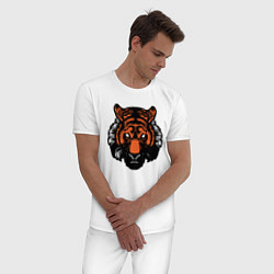 Пижама хлопковая мужская Bad Tiger, цвет: белый — фото 2