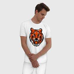 Пижама хлопковая мужская Злобный тигр, цвет: белый — фото 2