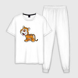 Пижама хлопковая мужская Добрый тигр, цвет: белый