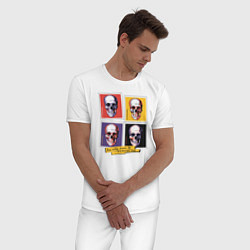 Пижама хлопковая мужская Череп поп арт, цвет: белый — фото 2