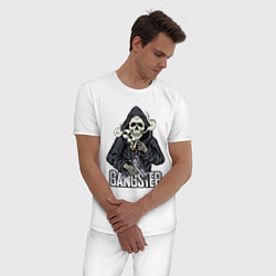 Пижама хлопковая мужская Скелет гангстер, цвет: белый — фото 2