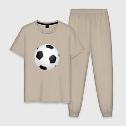Пижама хлопковая мужская Футбольный мяч, цвет: миндальный