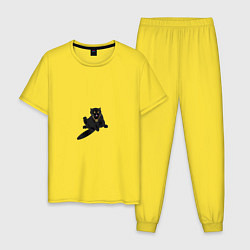 Пижама хлопковая мужская Crypto Cat, цвет: желтый