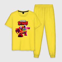 Пижама хлопковая мужская Мэг Meg Brawl Stars, цвет: желтый
