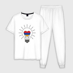 Пижама хлопковая мужская Армения - Лампочка, цвет: белый