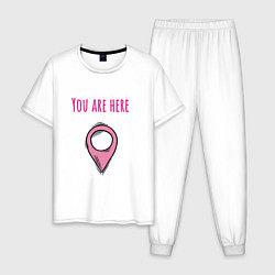 Пижама хлопковая мужская You are here, bro, цвет: белый