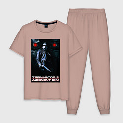 Пижама хлопковая мужская Terminator JD, цвет: пыльно-розовый