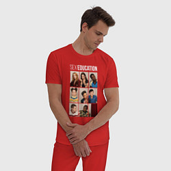 Пижама хлопковая мужская Половое Воспитание Отис, Мэйв и другие, цвет: красный — фото 2