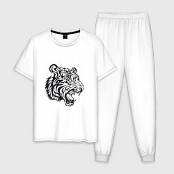 Пижама хлопковая мужская Тигриный Год, цвет: белый