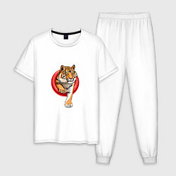 Пижама хлопковая мужская Wilking Tiger, цвет: белый