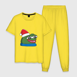 Пижама хлопковая мужская Pepe, pepe happy, Пепе хеппи, pepe happy new year, цвет: желтый
