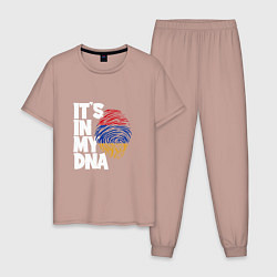 Пижама хлопковая мужская ДНК - Армения, цвет: пыльно-розовый