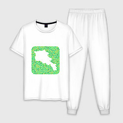 Пижама хлопковая мужская Armenia Green, цвет: белый