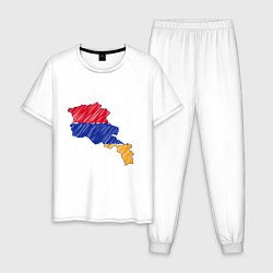 Пижама хлопковая мужская Карта Армения, цвет: белый