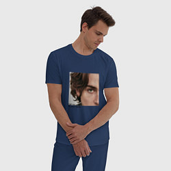 Пижама хлопковая мужская Timothee Chalamet CMbYN цитата, цвет: тёмно-синий — фото 2