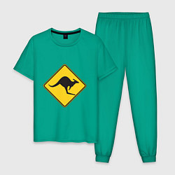Пижама хлопковая мужская Кенгуру DANGER 2 - 3D, цвет: зеленый