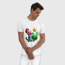 Пижама хлопковая мужская Mario&Yoshi, цвет: белый — фото 2