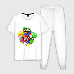 Пижама хлопковая мужская Mario wii, цвет: белый
