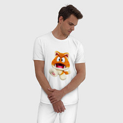 Пижама хлопковая мужская GoombaCat, цвет: белый — фото 2