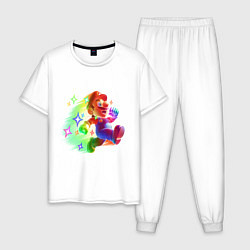 Пижама хлопковая мужская Mariooo, цвет: белый