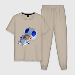 Пижама хлопковая мужская Space Toad, цвет: миндальный