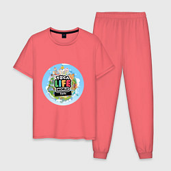 Пижама хлопковая мужская Toca Life World, цвет: коралловый