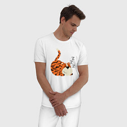Пижама хлопковая мужская Спящий тигренок, цвет: белый — фото 2