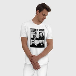 Пижама хлопковая мужская Участники группы System of a Down, цвет: белый — фото 2