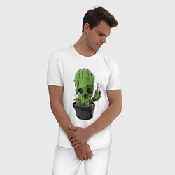Пижама хлопковая мужская Смертельный кактус, цвет: белый — фото 2