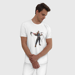 Пижама хлопковая мужская AXL, цвет: белый — фото 2