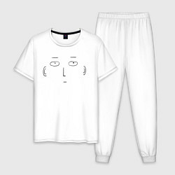 Пижама хлопковая мужская Лицо Сайтама One Punch-Man, цвет: белый