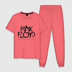 Пижама хлопковая мужская PINK FLOYD LOGO ПИНК ФЛОЙД, цвет: коралловый